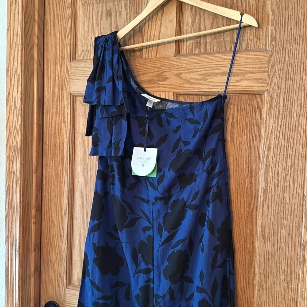 KATE SPADE X TARGET Classic Rose Linen Blend One Shoulder Jumpsuit Size 14 *NEW*